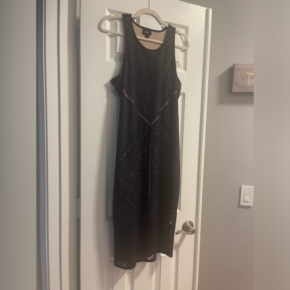 Mossimo Black Racer back Geo lace Midi Dress in medium - Picture 4 of 7